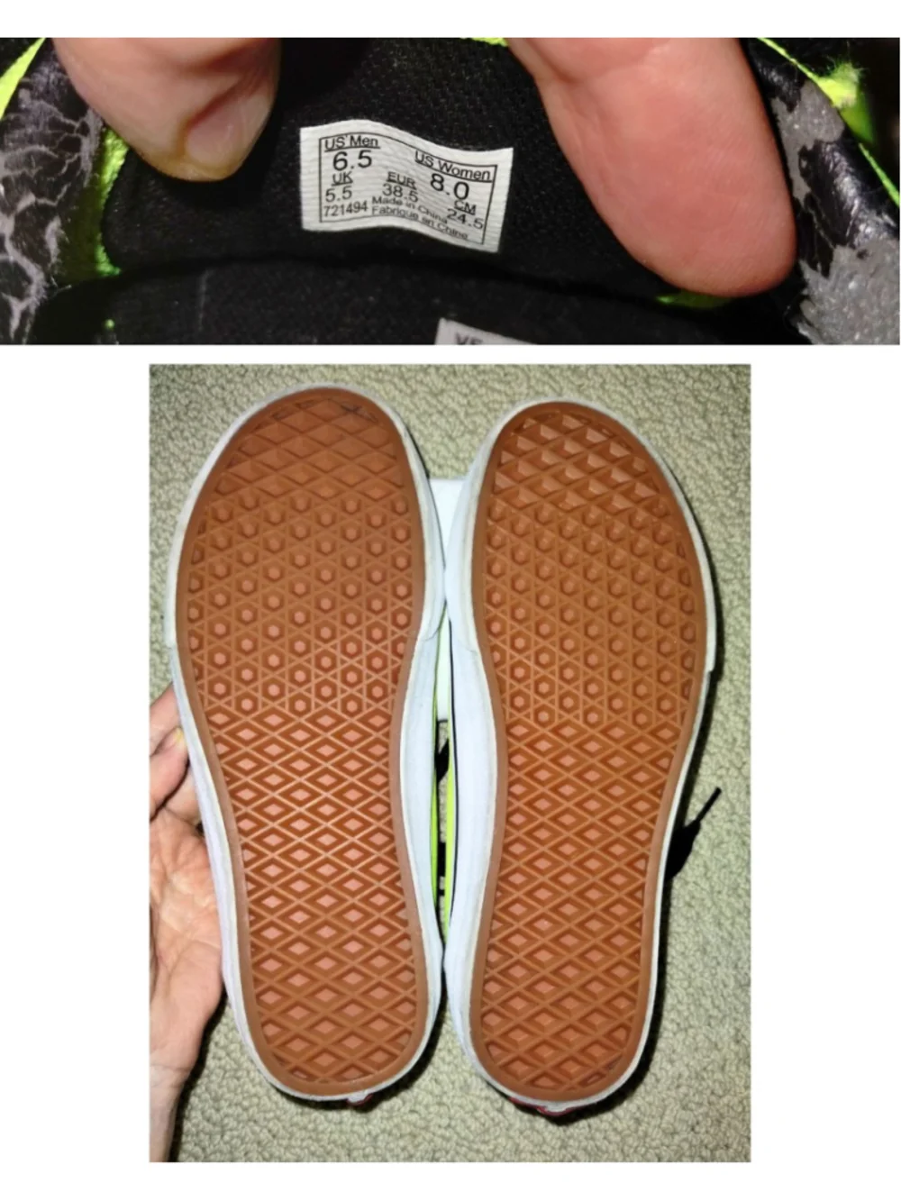 Vans Neon Yellow/Green & Black Old Skool Sneakers (Sz M-6.5, W-8)